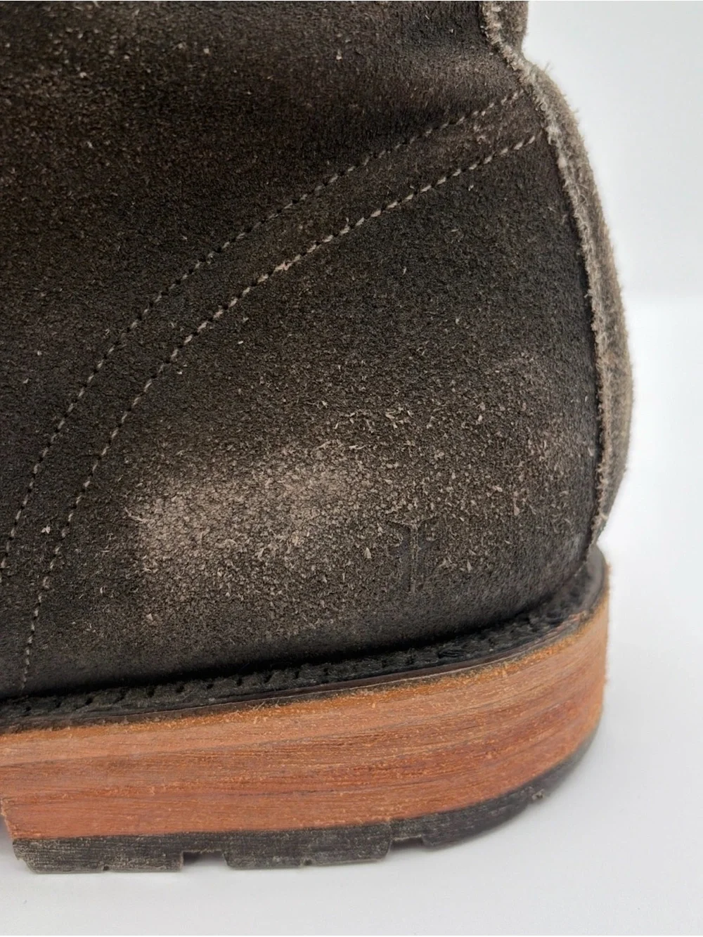FRYE Men's Suede Bowery Combat Boots Lace-Up Goodyear Welt Construction Faded